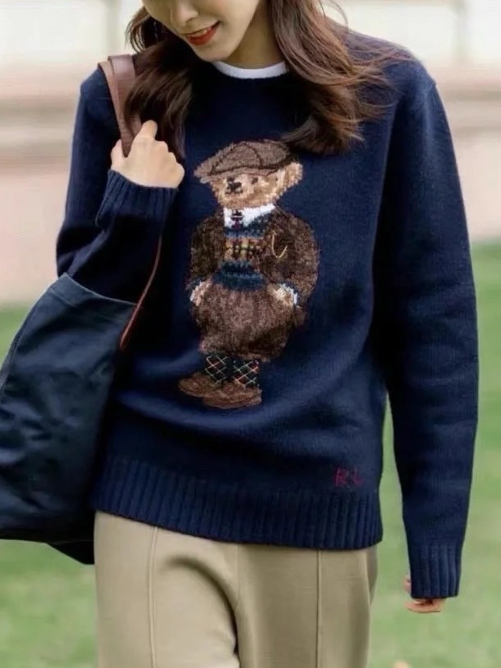 Polo Ralph Lauren Navy Crewneck Sweater British Gentleman Polo Bear Knit - Picture 3 of 7